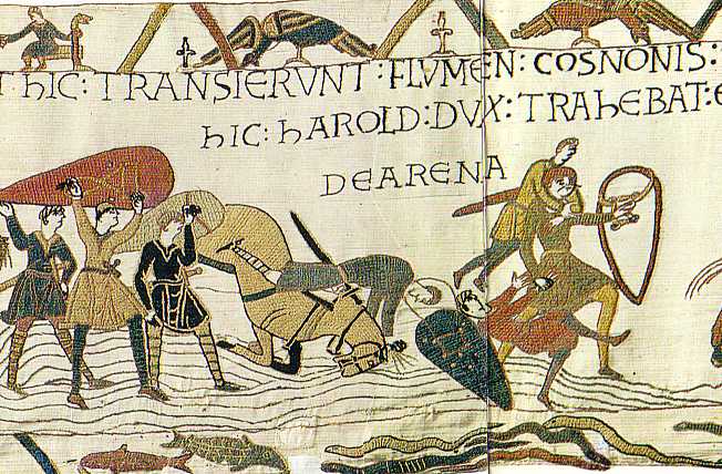 Harold saves Norman soldiers from drowning in the river Couesnon